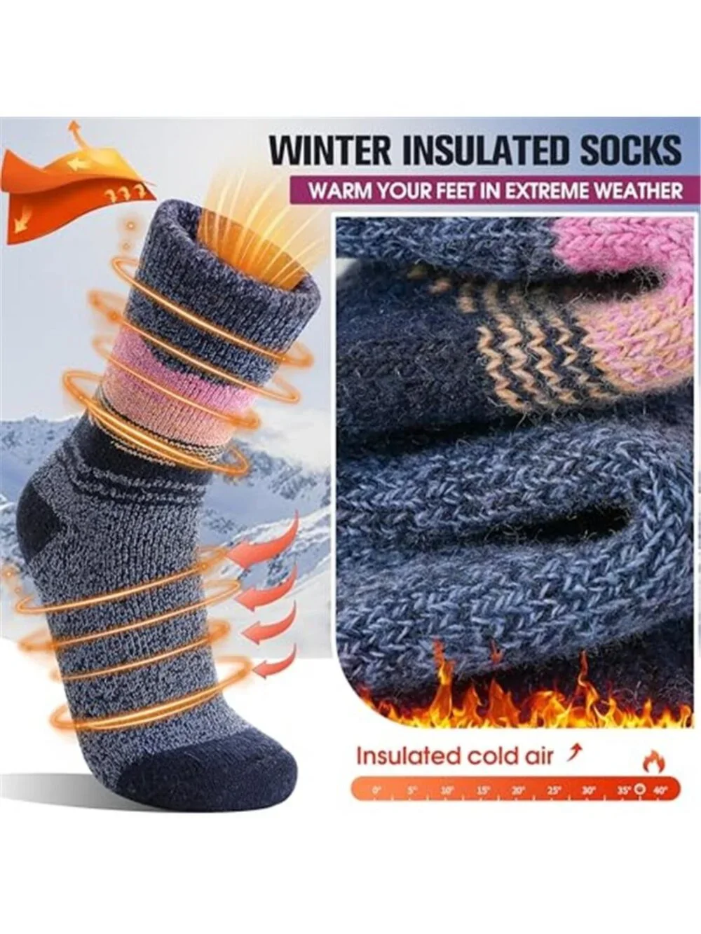 3 Pairs Women's Thermal Warm Socks Thick Winter Extra Warm Insulated